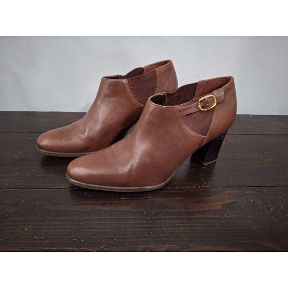 Bruno Valenti Brown Leather with Buckle Ankle Bootie/Pre-owned, Sz. 7.5M - Picture 1 of 10